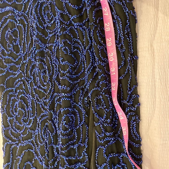 PRIMAVERA COUTURE Backless gown black with royal blue beads sz 4 evening gown - Picture 7 of 16